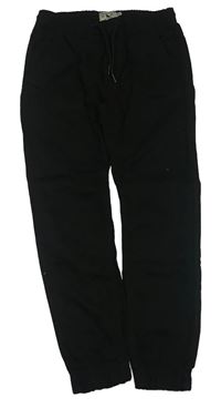 Černé plátěné cuff kalhoty 