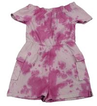 Růžovo-lila batikovaný teplákový kraťasový overal zn. River Island