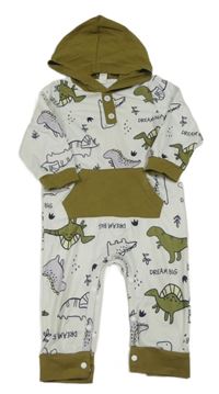 Bílo-khaki kombinéza s diny a kapucí  