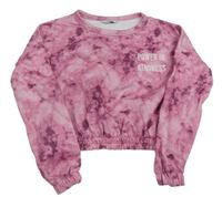 Růžová batikovaná crop mikina s nápisem Primark