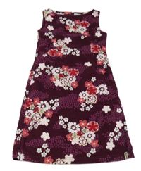 Vínové květované manšestrové šaty 