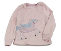 Růžová plyšová mikina s jednorožcem 