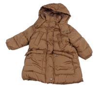 Hnědý šusťákový zimní kabát s kapucí Next