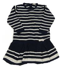 Tmavomodro-bílé pruhované svetrové šaty s mašlí Alana 