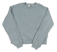 Světlemodrý žebrovaný crop svetr H&M