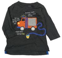 Antracitové triko s hasiči Next