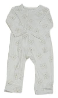Bílý žebrovaný overal s koalami Nutmeg