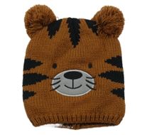 Hnědo-černá čepice - tygr s bambulemi Kiki&Koko