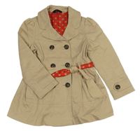 Béžový plátěný jarní kabát s páskem Yd.
