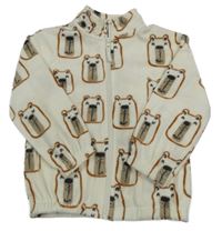 Béžová propínací fleecová mikina s medvídky Dunnes 