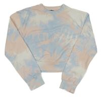 Bílo-růžovo-modrá batikovaná crop mikina M&Co.