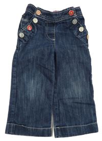 Tmavomodré široké rifle s knoflíky Next