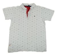 Bílé puntíkaté polo tričko s kotvami Tommy Hilfiger