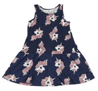 Tmavomodré šaty s jednorožci H&M