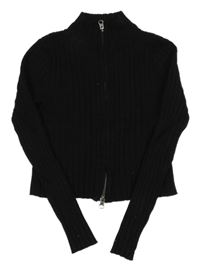 Černý žebrovaný propínací crop svetr H&M