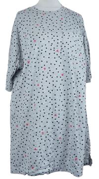 Dámská šedá puntíkovaná noční košile se srdíčky M&S
