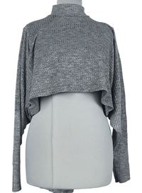 Dámský šedý žebrovaný crop svetr se stojáčkem Boohoo 