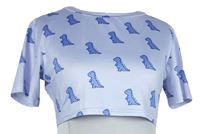 Dámské světlelila crop tričko s dinosaury 