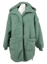 Nové - Dámský světlezelený huňatý cardigán s kapucí Dunnes 