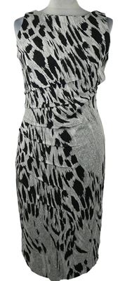 Dámské šedo-černé vzorované pletené šaty 