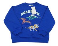 Nové- Modrá mikina s dinosaury zn. M&S