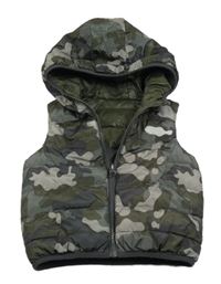 Army šusťáková zateplená oboustranná vesta s kapucí F&F