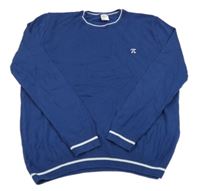 Tmavomodrý lehký svetr s výšivkou 