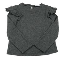 Antracitové úpletové triko s volánkem Primark