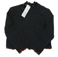 Nové - Černé crop triko s oranžovým lemem George