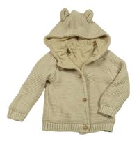 Béžový podšitý propínací svetr s kapucí M&S