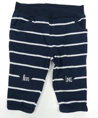 Tmavomodro-bílé pruhované tepláky s nápisem Bubble gum