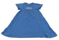 Modré bavlněné šaty s výšivkou Alana