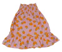 Růžový top bez ramínek s pomeranči H&M