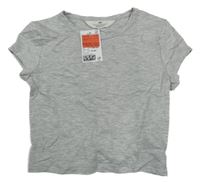 Nové - Šedé melírované crop tričko H&M