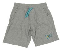 Šedé bavlněné kraťasy s tyrkysovým nápisem Pocopiano