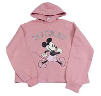 Růžová mikina s Mickeym a kapucí Disney