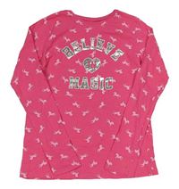 Tmavorůžové triko s jednorožci Primark