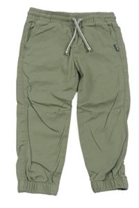 Khaki plátěné cuff kalhoty H&M