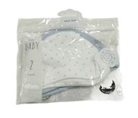 Nové - 2x bavlněná čepice - bílá s hvězdami + světlemodrá George