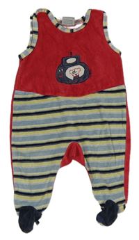 Červeno-pruhované sametové dupačky s ponorkou 