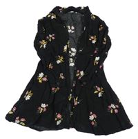 Černé květované košilové propínací šaty 