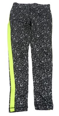 Šedo-černé vzorované sportovní legíny s pruhem Y.F.K.