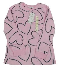 Nové - Světlerůžové fleecové pyžamové triko se srdíčky M&S