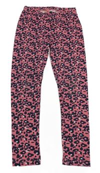 Růžovo-tmavomodré leopardí legíny 