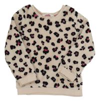 Světlerůžovo-černá vzorovaná chlupatá mikina H&M