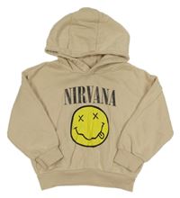 Béžová mikina se smajlíkem a kapucí - NIRVANA Primark