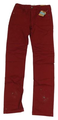 Nové - Bordó plátěné kalhoty 
