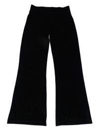 Černé třpytivé sametové wide leg kalhoty F&F