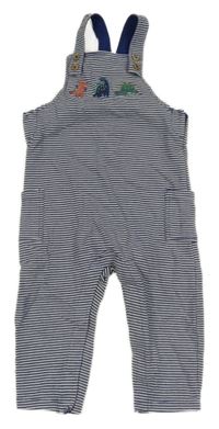 Tmavomodro-bílé pruhované laclové tepláky s dinosaury M&S