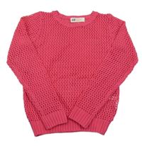 Fuchsiový perforovaný svetr H&M
